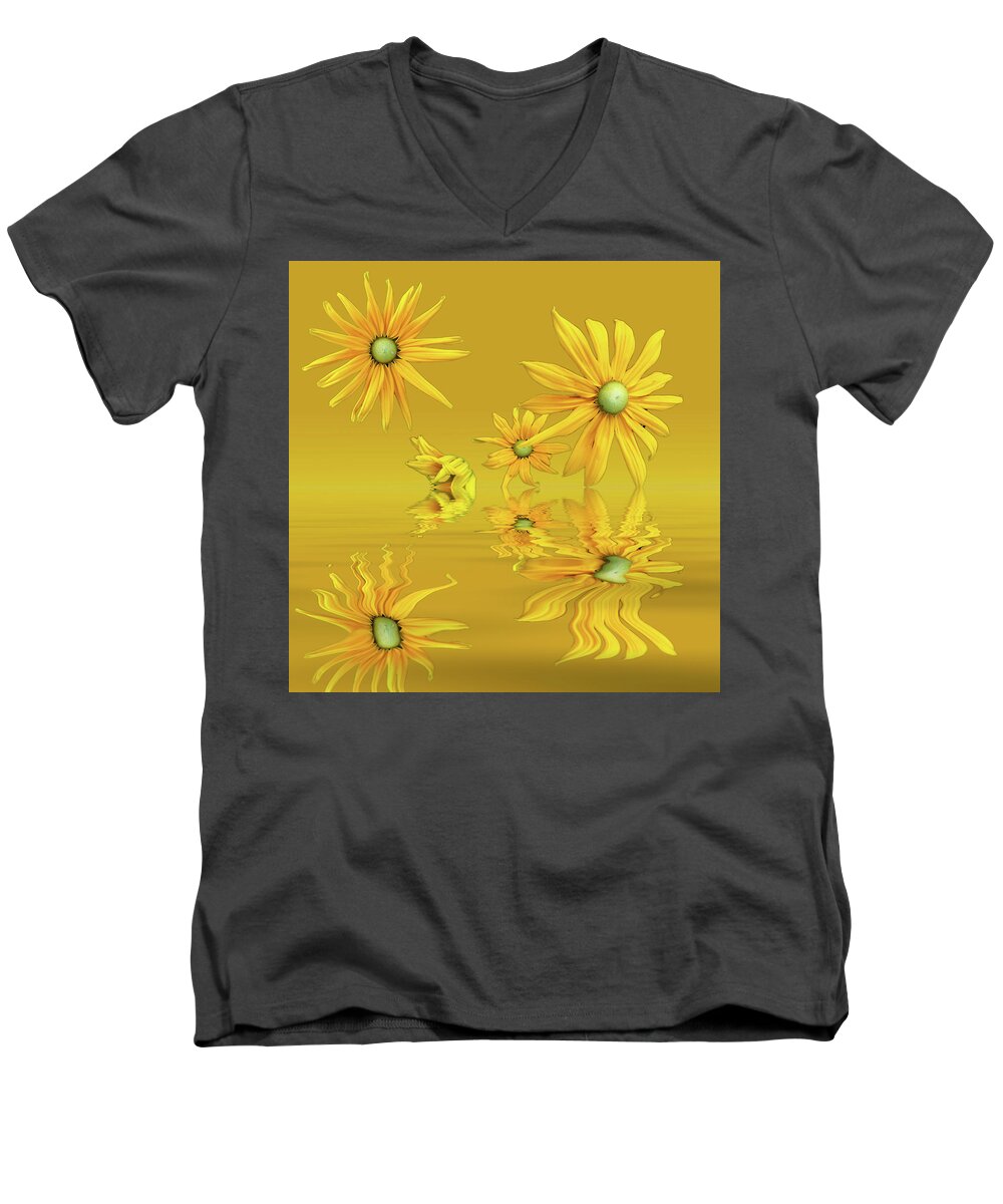 Rudbekia Men's V-Neck T-Shirt featuring the photograph Rudbekia Yellow flowers by David French
