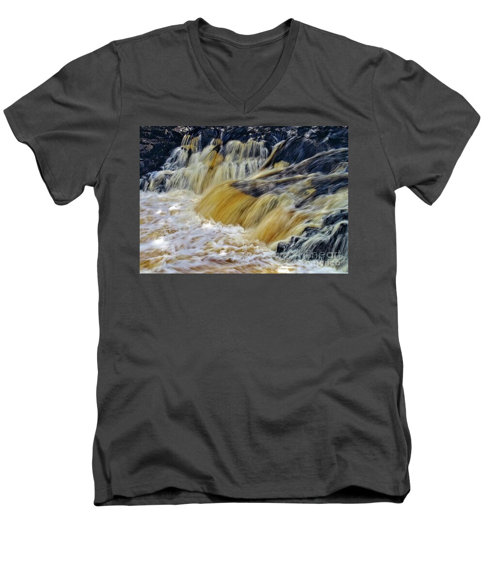 Waterfall Men's V-Neck T-Shirt featuring the photograph Rushing Water by Martyn Arnold
