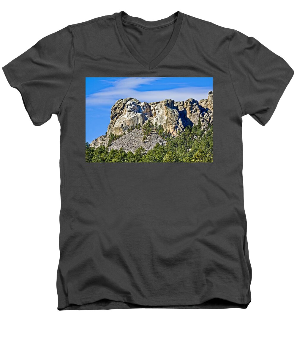 Rushmore Men's V-Neck T-Shirt featuring the photograph Rushmore by Tatiana Travelways