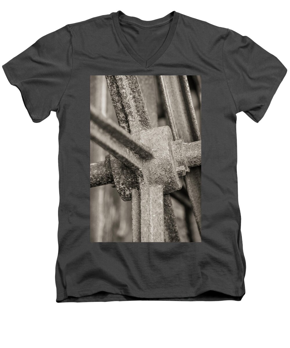 Wheel Men's V-Neck T-Shirt featuring the photograph Rusted wheel by Jason Hughes