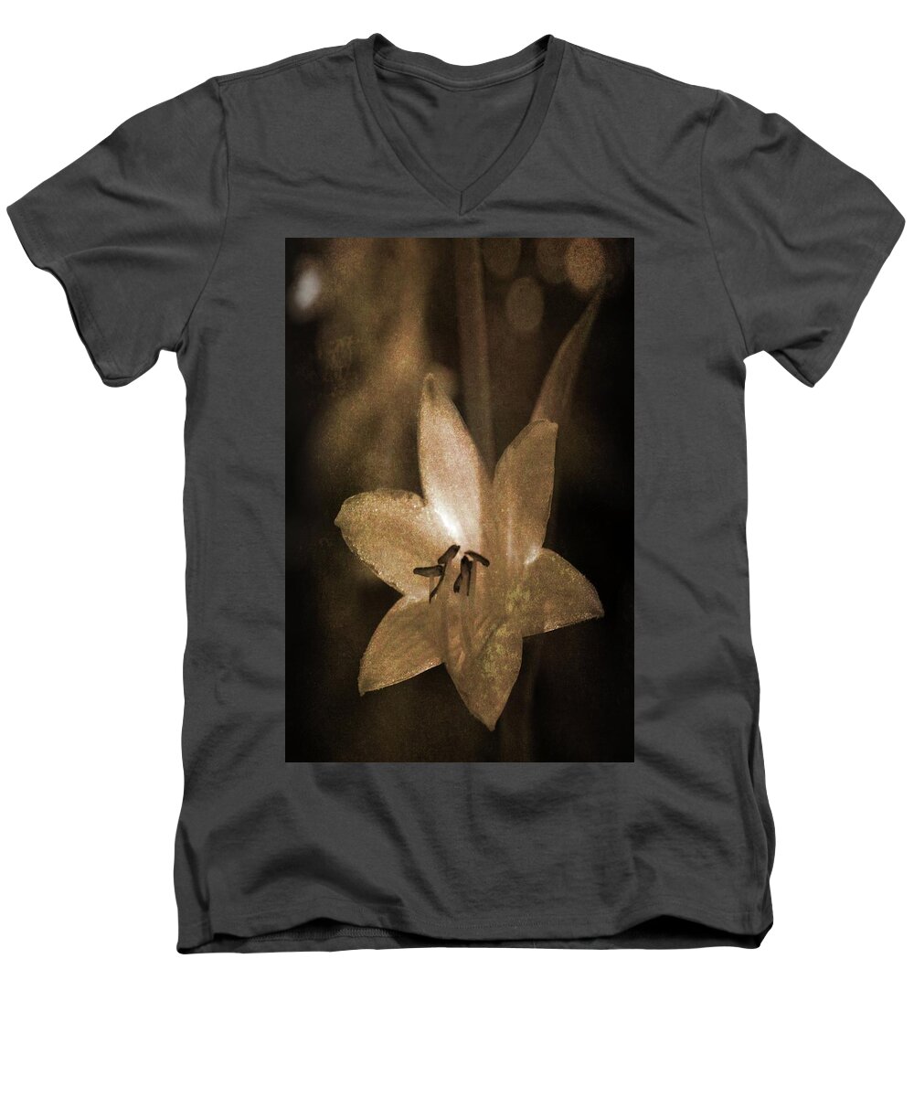 Bloom Men's V-Neck T-Shirt featuring the photograph Rustic Bloom by Cheryl Charette