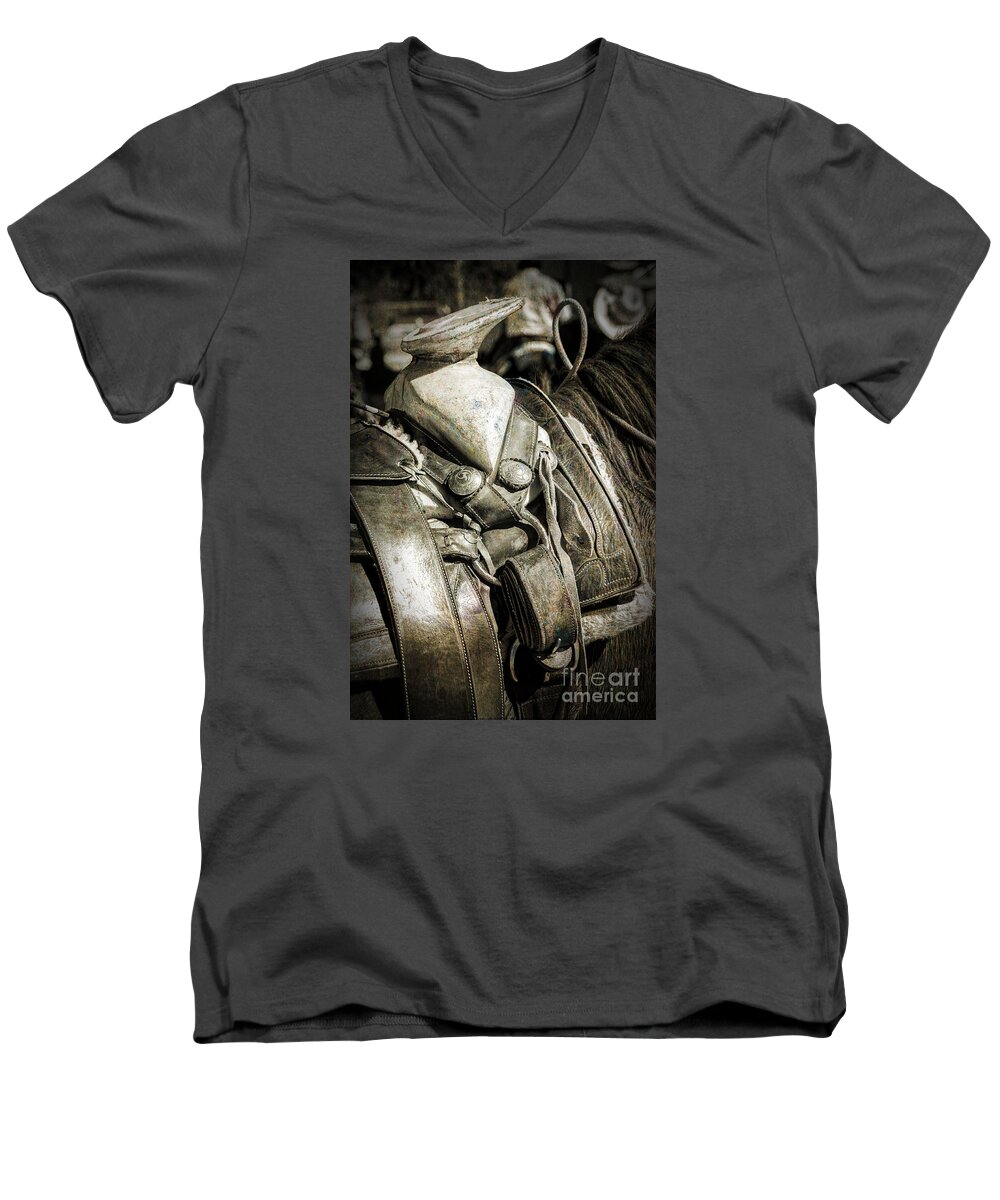 Saddle Men's V-Neck T-Shirt featuring the photograph Saddle Up by Barry Weiss