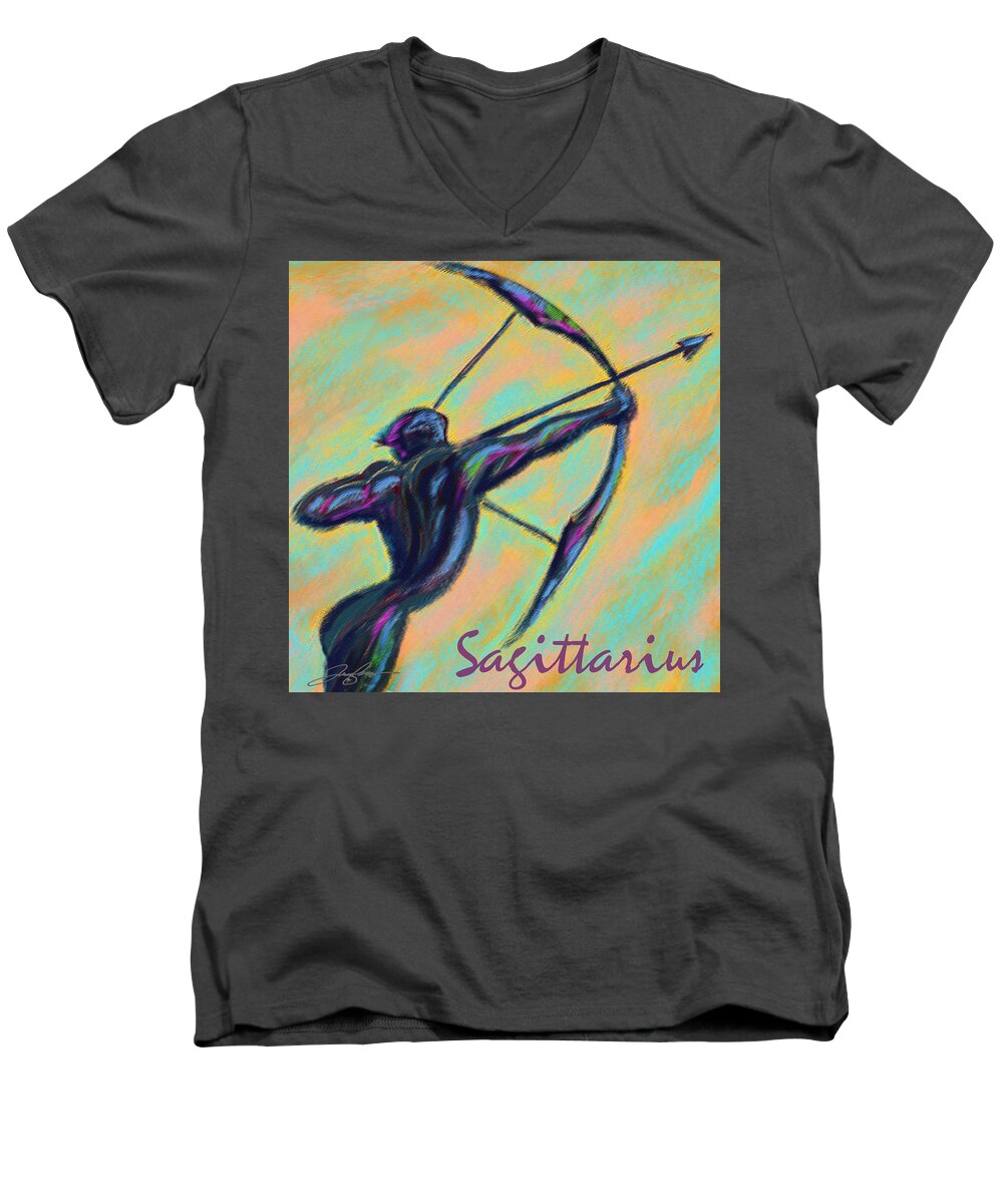 Sagittarius Men's V-Neck T-Shirt featuring the painting Sagittarius by Tony Franza
