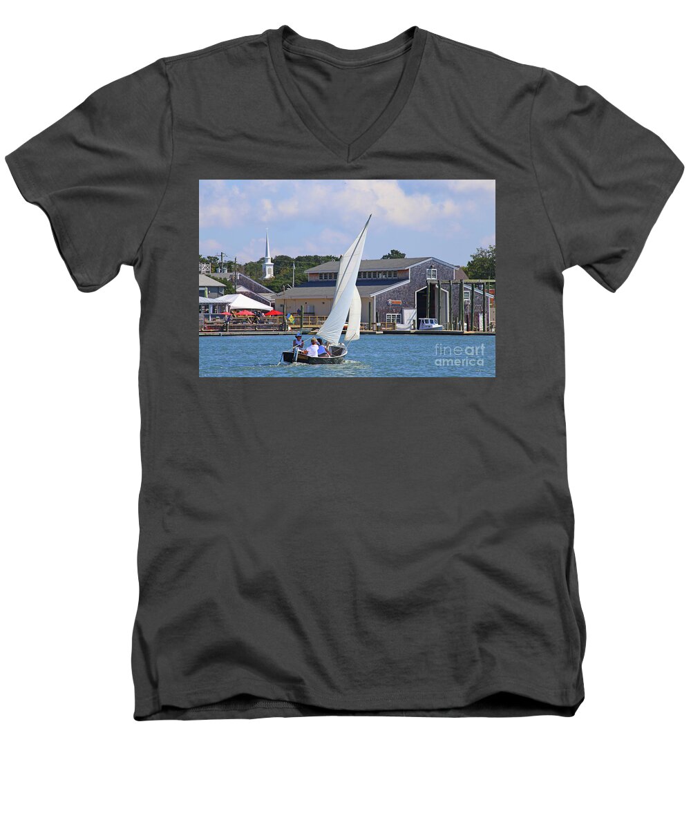Dorothy Men's V-Neck T-Shirt featuring the photograph Sailing the Dorothy by Marty Fancy