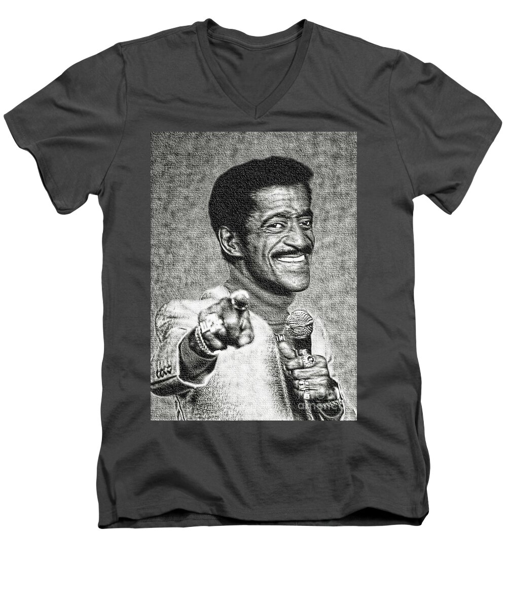 Sammy Davis Men's V-Neck T-Shirt featuring the painting Sammy Davis Jr - Entertainer by Ian Gledhill