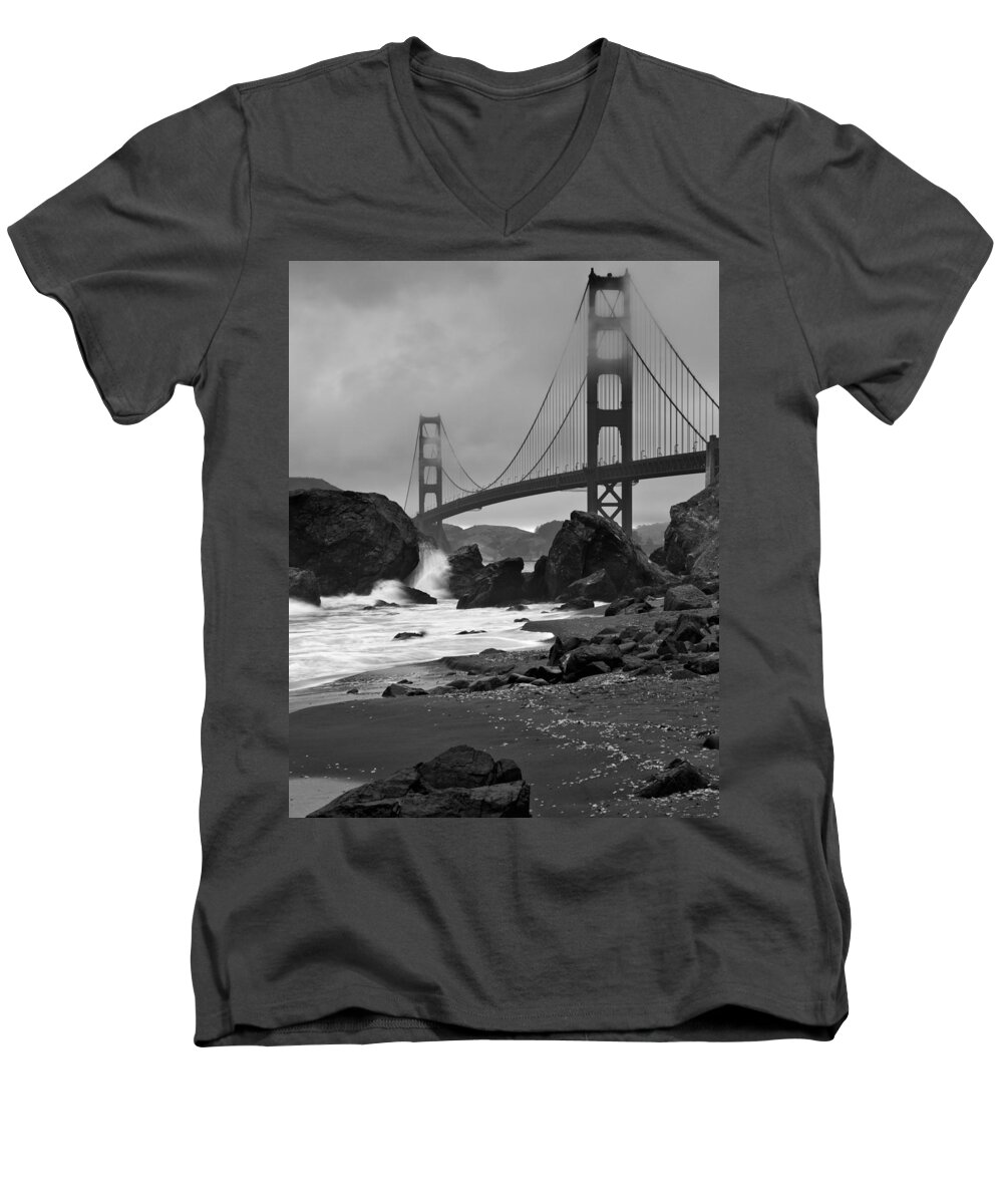 Golden Gate Men's V-Neck T-Shirt featuring the photograph San Francisco Summer by Paul Riedinger