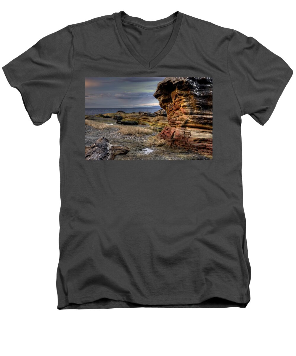 Rock Men's V-Neck T-Shirt featuring the photograph Sandstone by Randy Hall