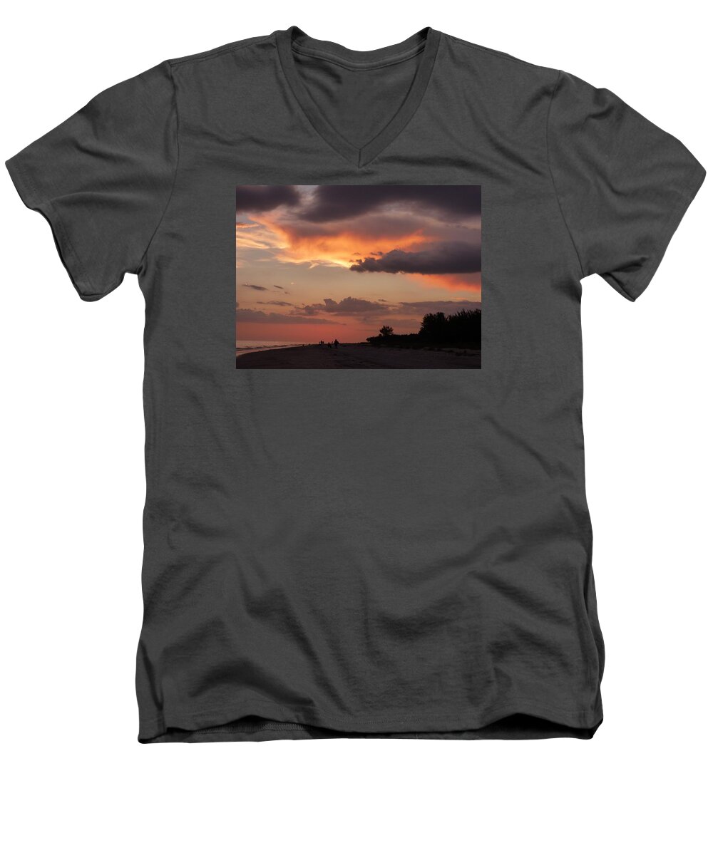 Sunsets Men's V-Neck T-Shirt featuring the photograph Sanibel at Dusk by Melinda Saminski