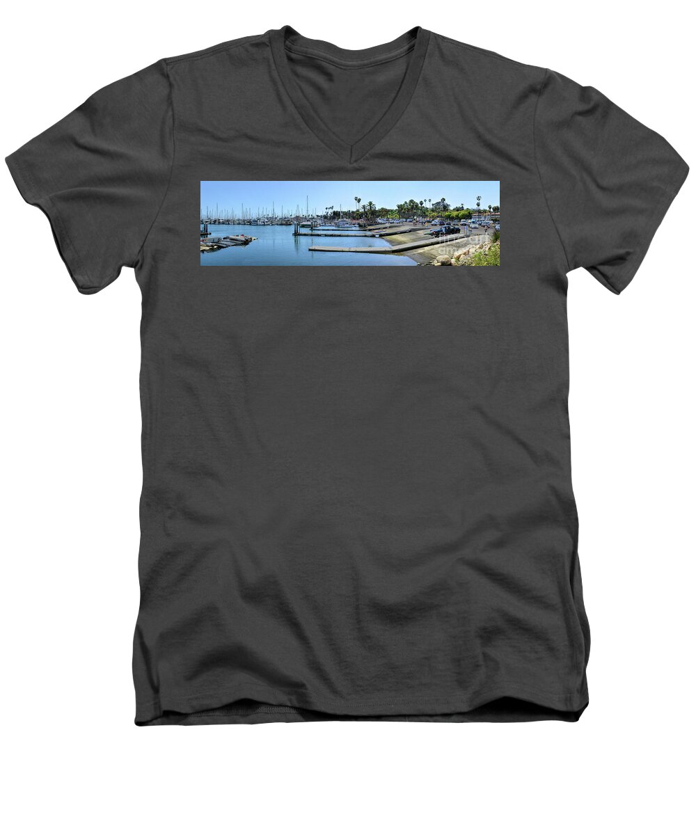 California Men's V-Neck T-Shirt featuring the photograph Santa Barbara Marina by Joe Lach