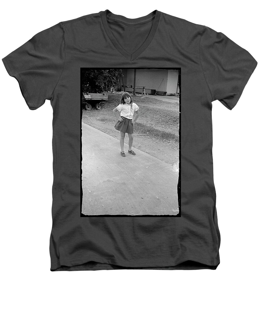 Sassy Men's V-Neck T-Shirt featuring the photograph Sassy Girl, 1971 by Jeremy Butler