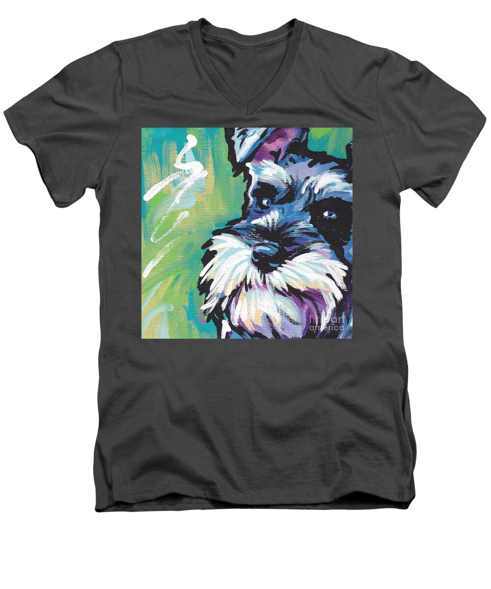 Schnauzer Men's V-Neck T-Shirt featuring the painting Schnauzer by Lea S