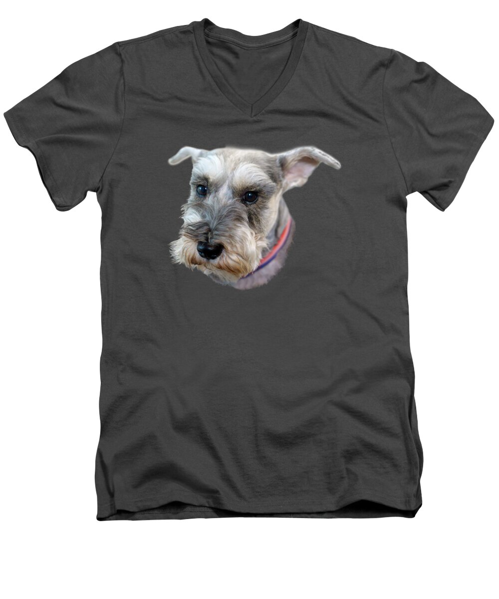 Dog Men's V-Neck T-Shirt featuring the photograph Schnauzer - Transparent by Nikolyn McDonald