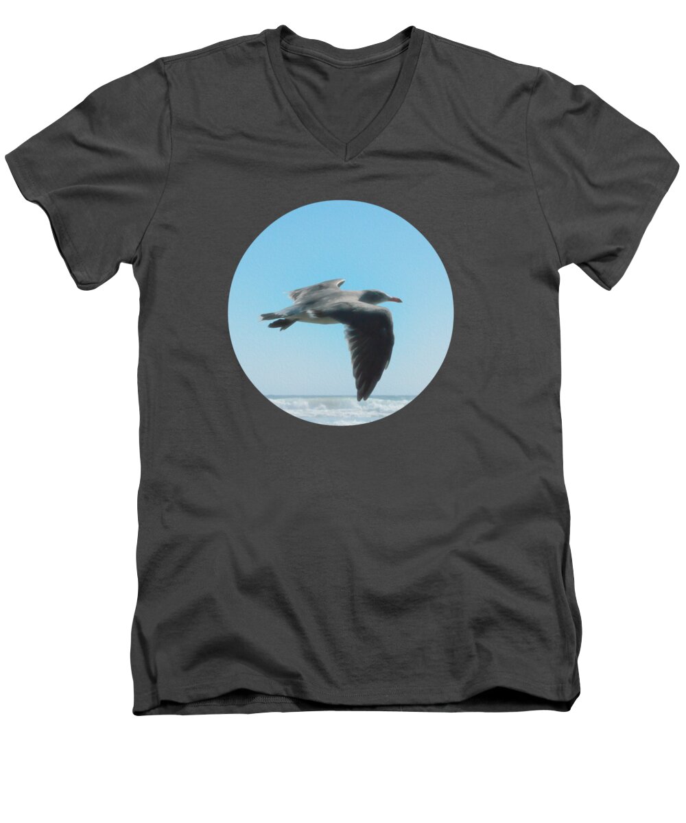 Seagull Men's V-Neck T-Shirt featuring the digital art Seagull by Leah McPhail