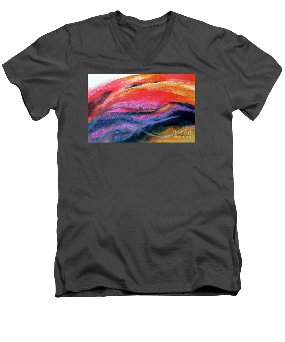 Painting Men's V-Neck T-Shirt featuring the painting Seams of Color by Kathy Braud