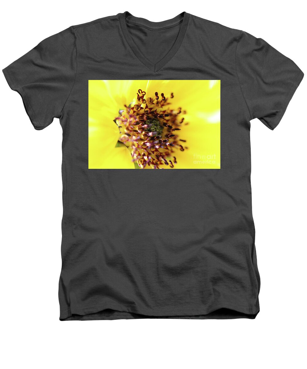 Sunflower Men's V-Neck T-Shirt featuring the photograph Secrets of the Sunflower by Karen Adams
