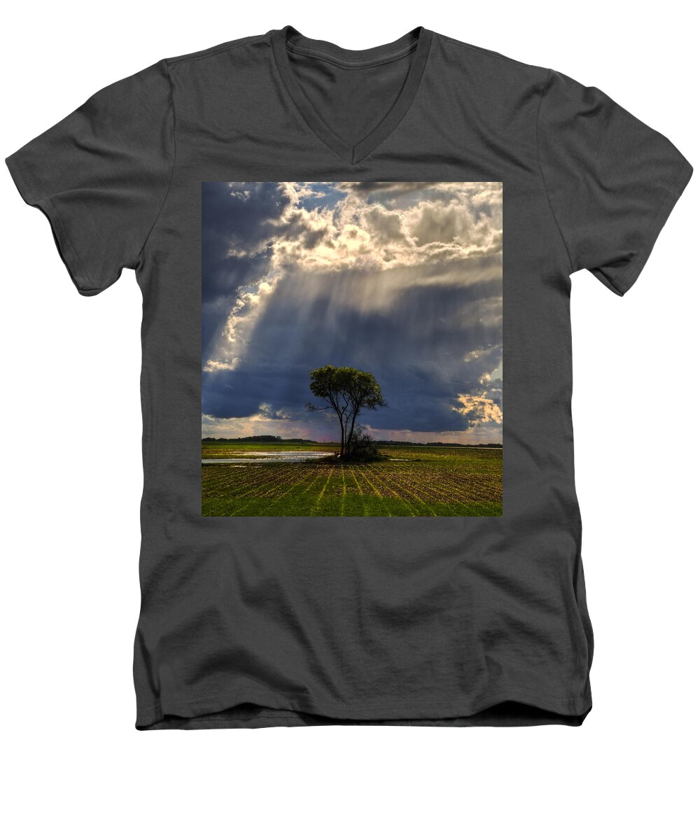 Tree Men's V-Neck T-Shirt featuring the photograph Send Me Some Sun by Sandra Parlow