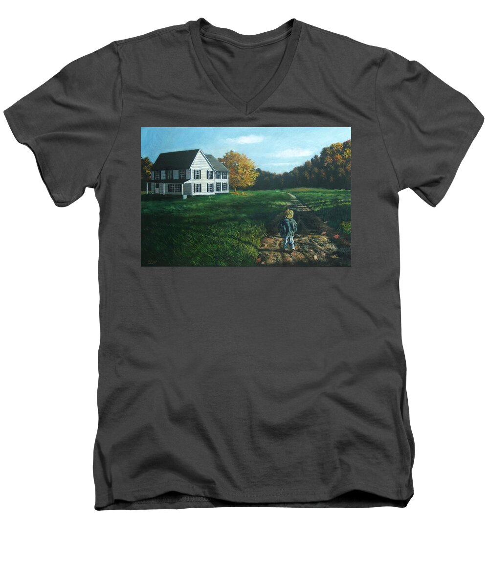 Pennsylvania Men's V-Neck T-Shirt featuring the painting September Breeze Number 4 by Christopher Shellhammer