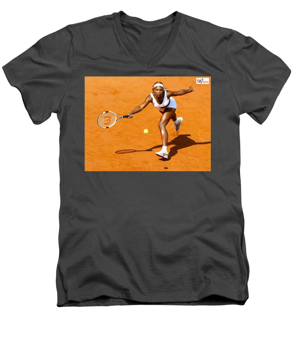 Serena Williams Men's V-Neck T-Shirt featuring the photograph Serena Williams by Jackie Russo