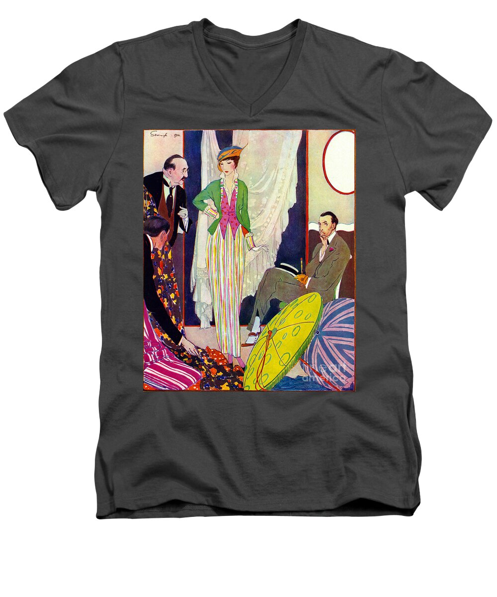 Shopping 1914 Men's V-Neck T-Shirt featuring the photograph Shopping 1914 by Padre Art