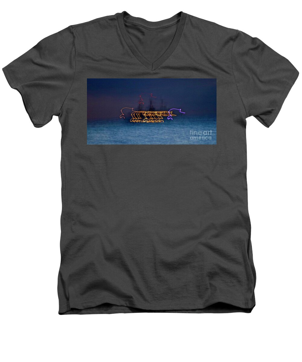 Ship Men's V-Neck T-Shirt featuring the photograph Signal From a Ghost Ship by Craig Wood