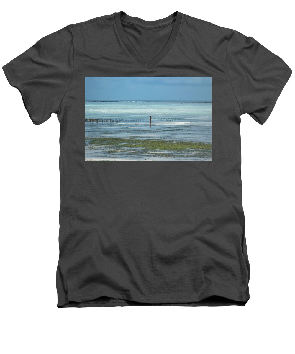  Men's V-Neck T-Shirt featuring the photograph Silence by Mache Del Campo