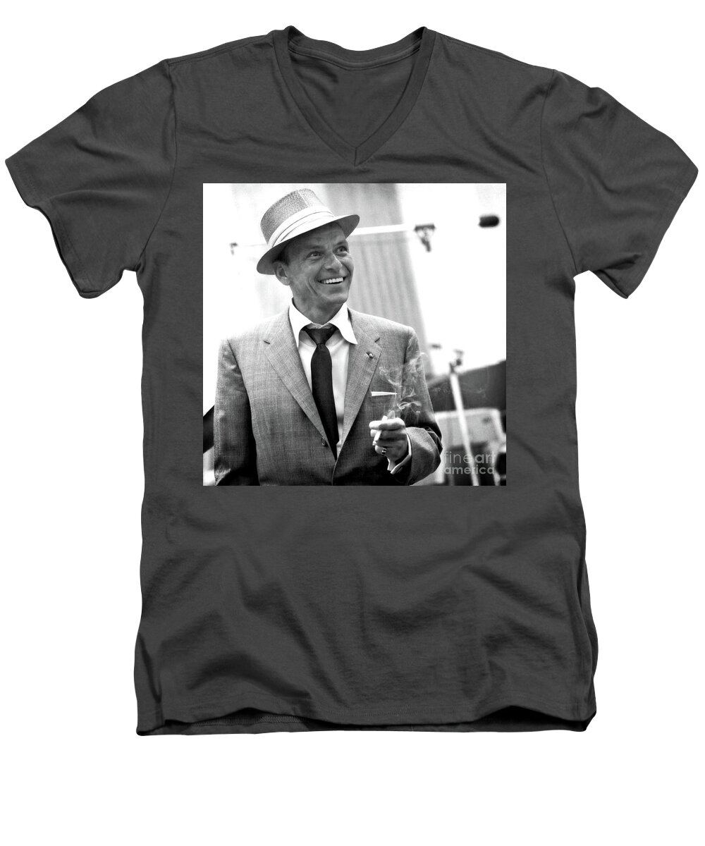 Sinatra Men's V-Neck T-Shirt featuring the photograph Sinatra in Rehearsals by Doc Braham