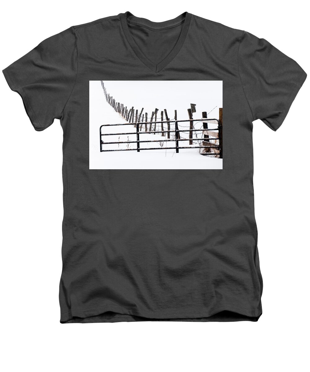 Snowfield Entry Men's V-Neck T-Shirt featuring the photograph Snowfield Entry - by Julie Weber