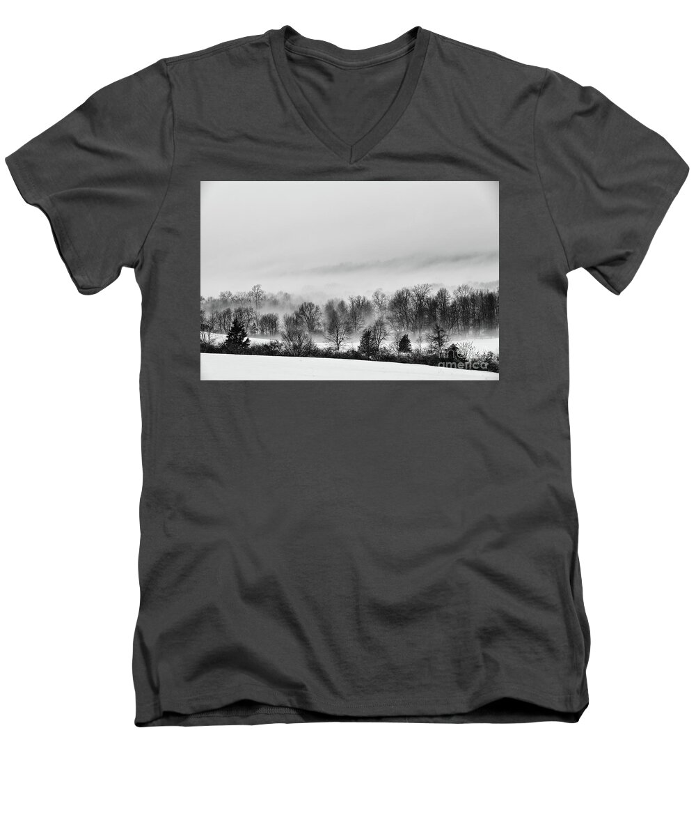 Fog Men's V-Neck T-Shirt featuring the photograph Snowscape by Nicki McManus