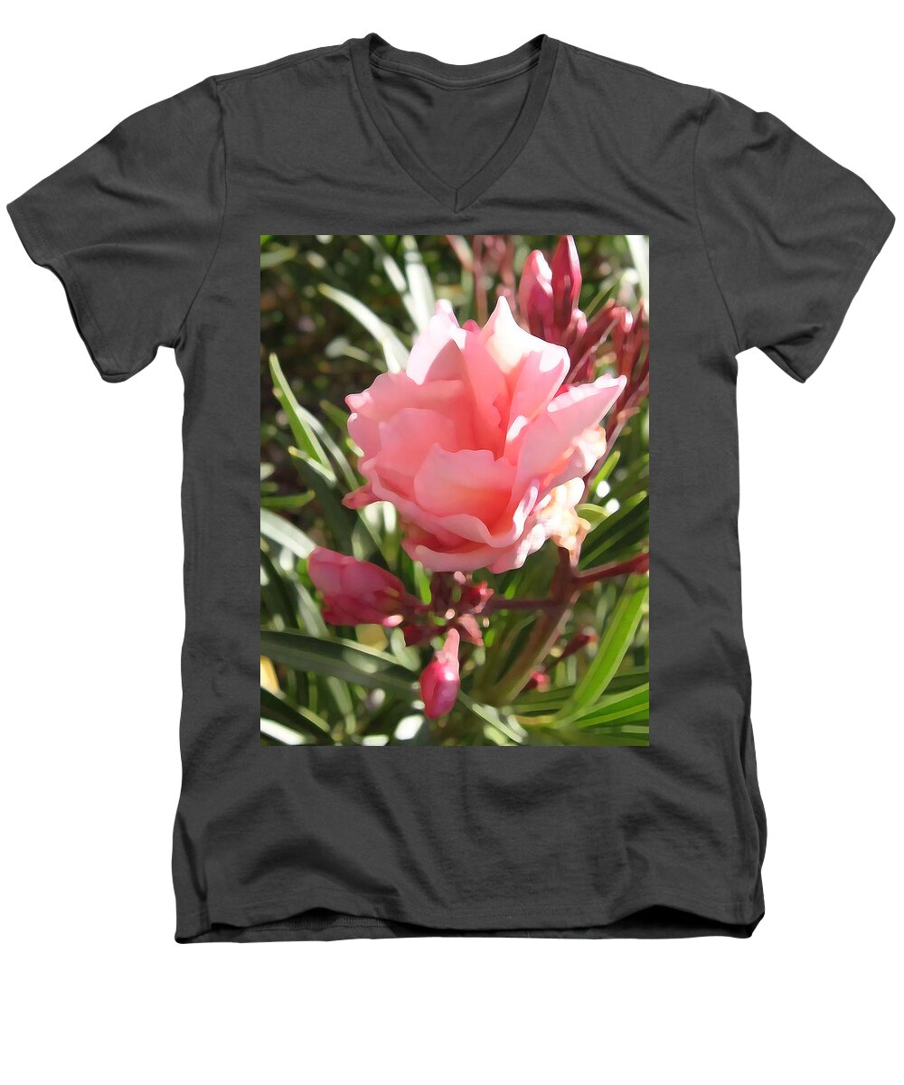 Flower Men's V-Neck T-Shirt featuring the digital art Soft Pink Blush by Gary Baird