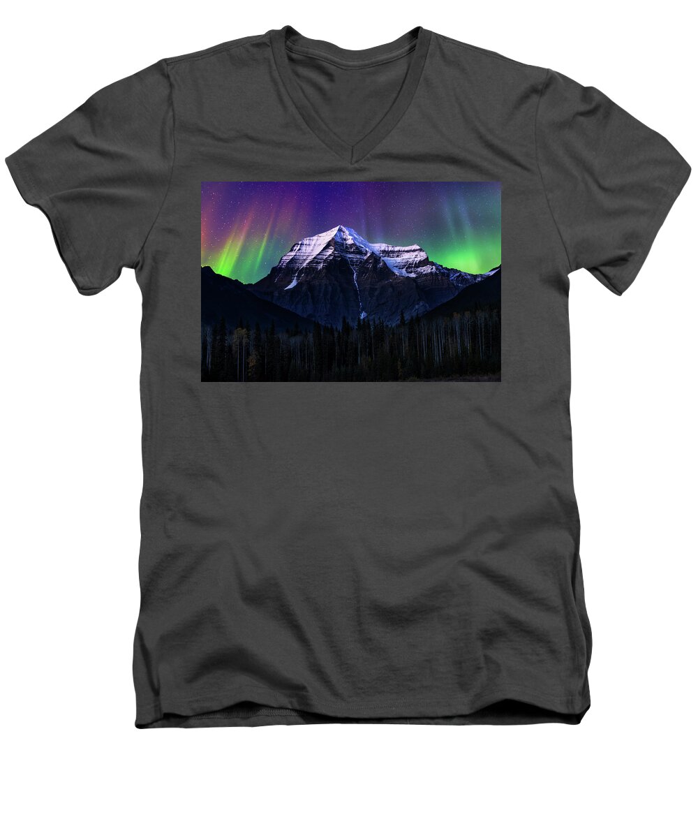 Northern Lights Men's V-Neck T-Shirt featuring the photograph Solar Activity by John Poon
