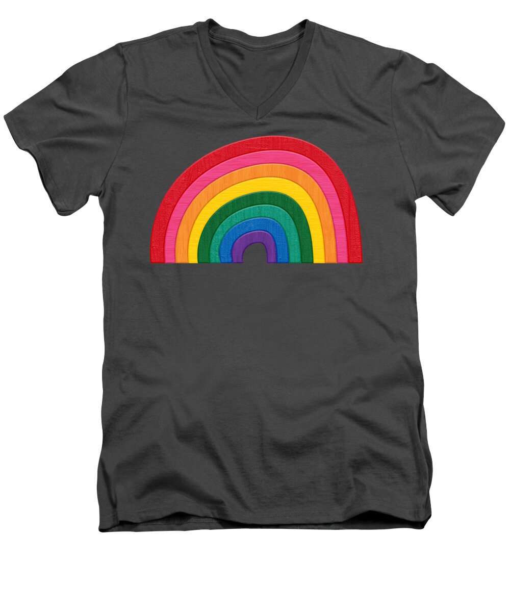 Musical Papers Men's V-Neck T-Shirt featuring the digital art Somewhere Over The Rainbow by Pristine Cartera Turkus