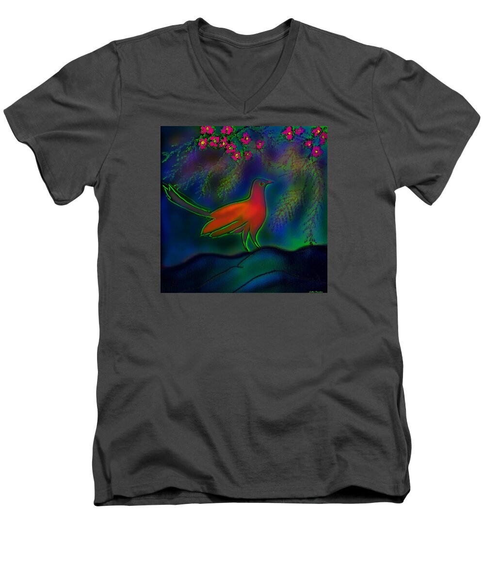 Bird Painting Men's V-Neck T-Shirt featuring the digital art Songs OF Forest by Latha Gokuldas Panicker