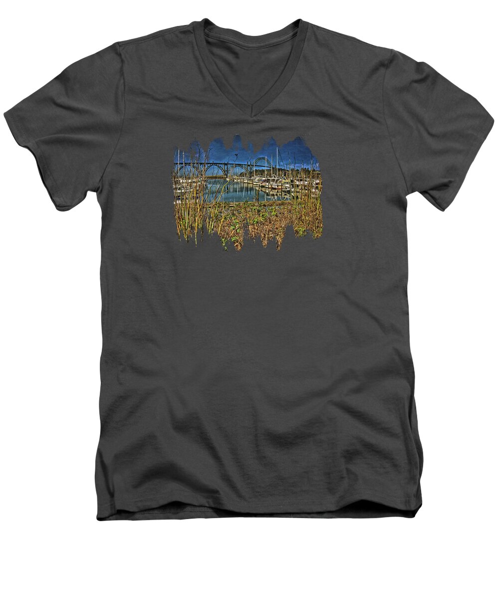 Hdr Men's V-Neck T-Shirt featuring the photograph South Beach Marina by Thom Zehrfeld