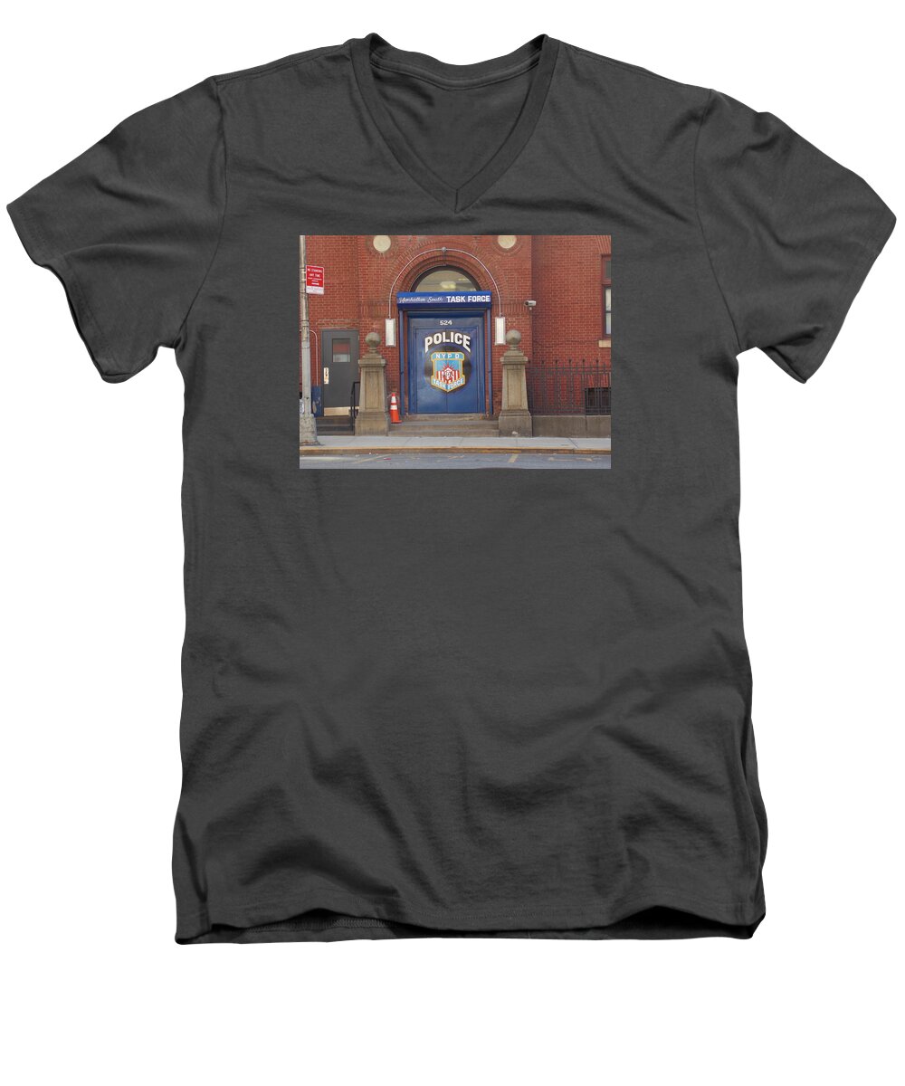 South Men's V-Neck T-Shirt featuring the photograph South Manhattan Task Force 1 by Nina Kindred