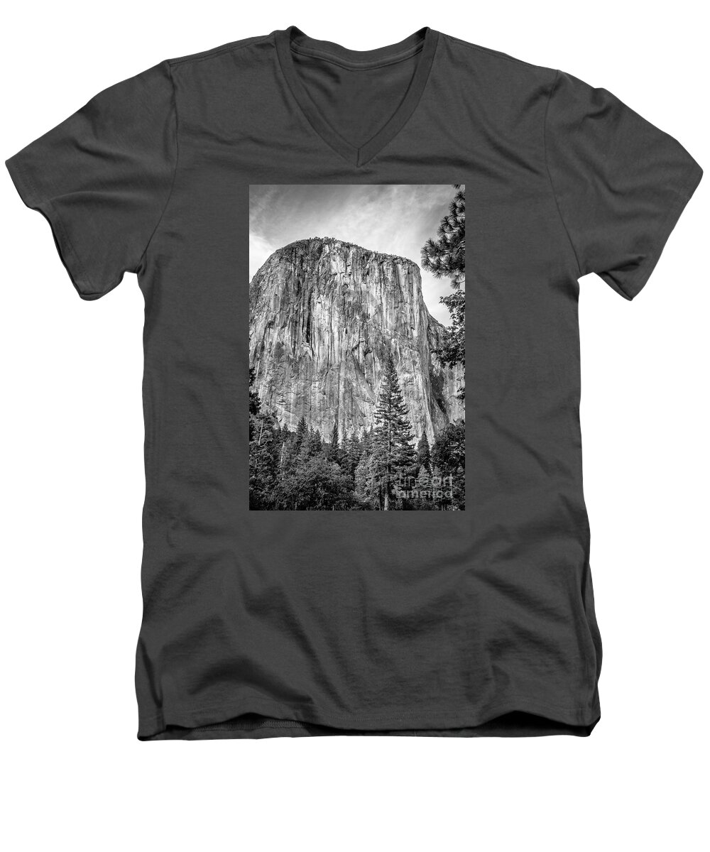 America Men's V-Neck T-Shirt featuring the photograph Southwest face of El Capitan from Yosemite Valley by RicardMN Photography