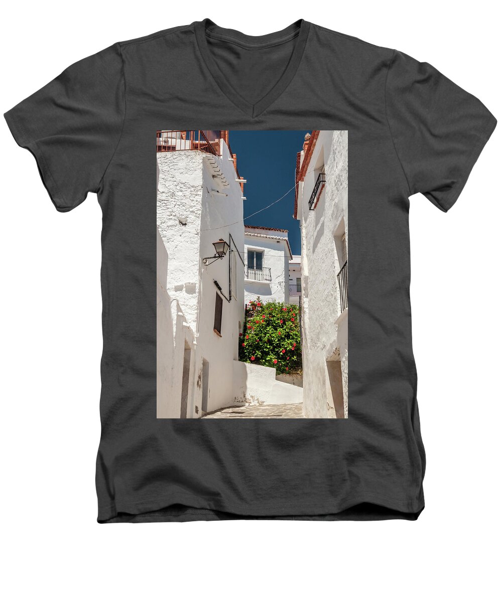 Andalucia Men's V-Neck T-Shirt featuring the photograph Spanish Street 2 by Geoff Smith
