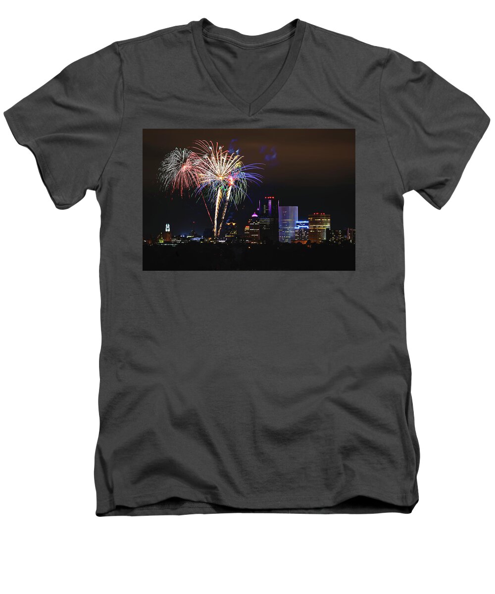 Fireworks Men's V-Neck T-Shirt featuring the photograph Spectacular Celebration by Joann Long