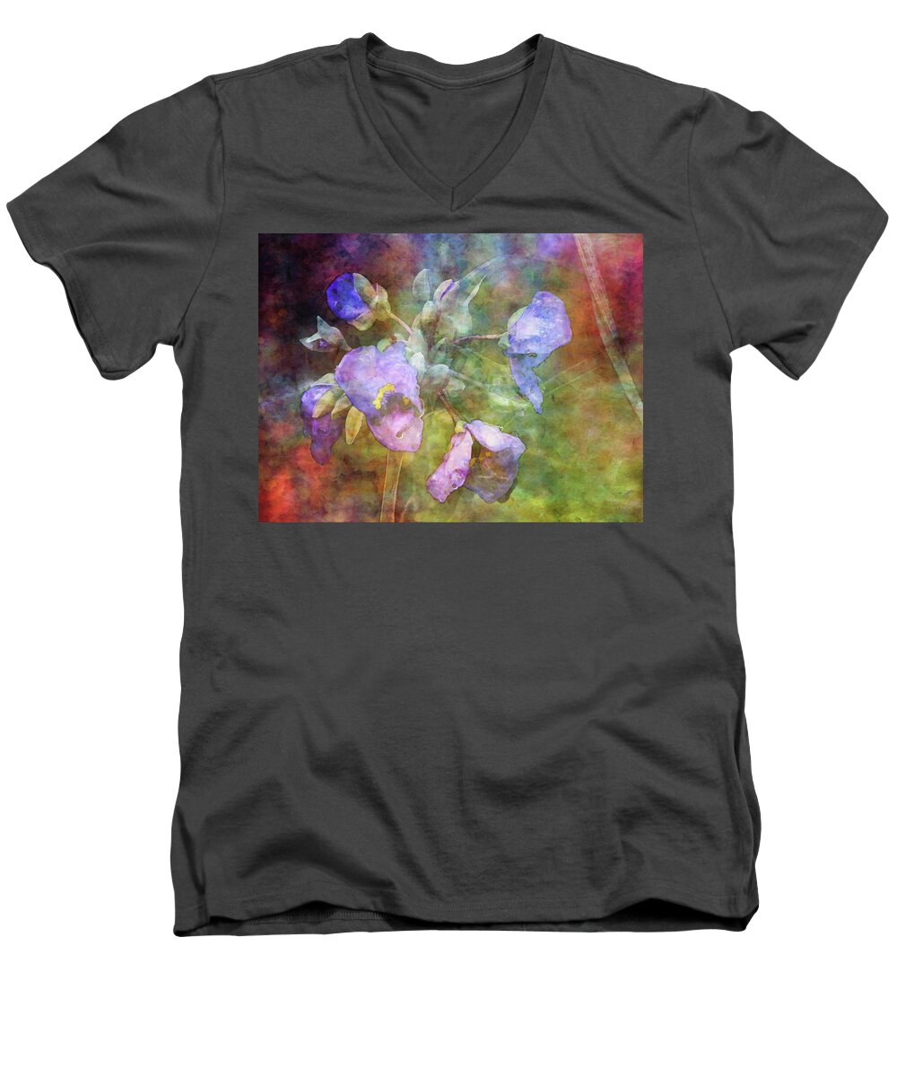 Impressionist Men's V-Neck T-Shirt featuring the photograph Spiderwort 1398 IDP_2 by Steven Ward