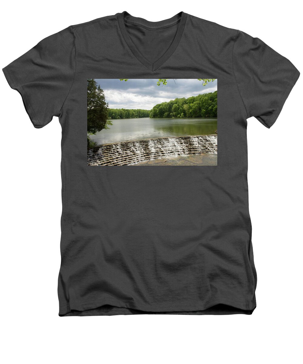 Burns Tennessee Men's V-Neck T-Shirt featuring the photograph Spillway by Robert Hebert