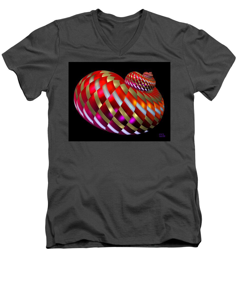 Abstract Men's V-Neck T-Shirt featuring the digital art Spin-Orbit Interaction by Manny Lorenzo