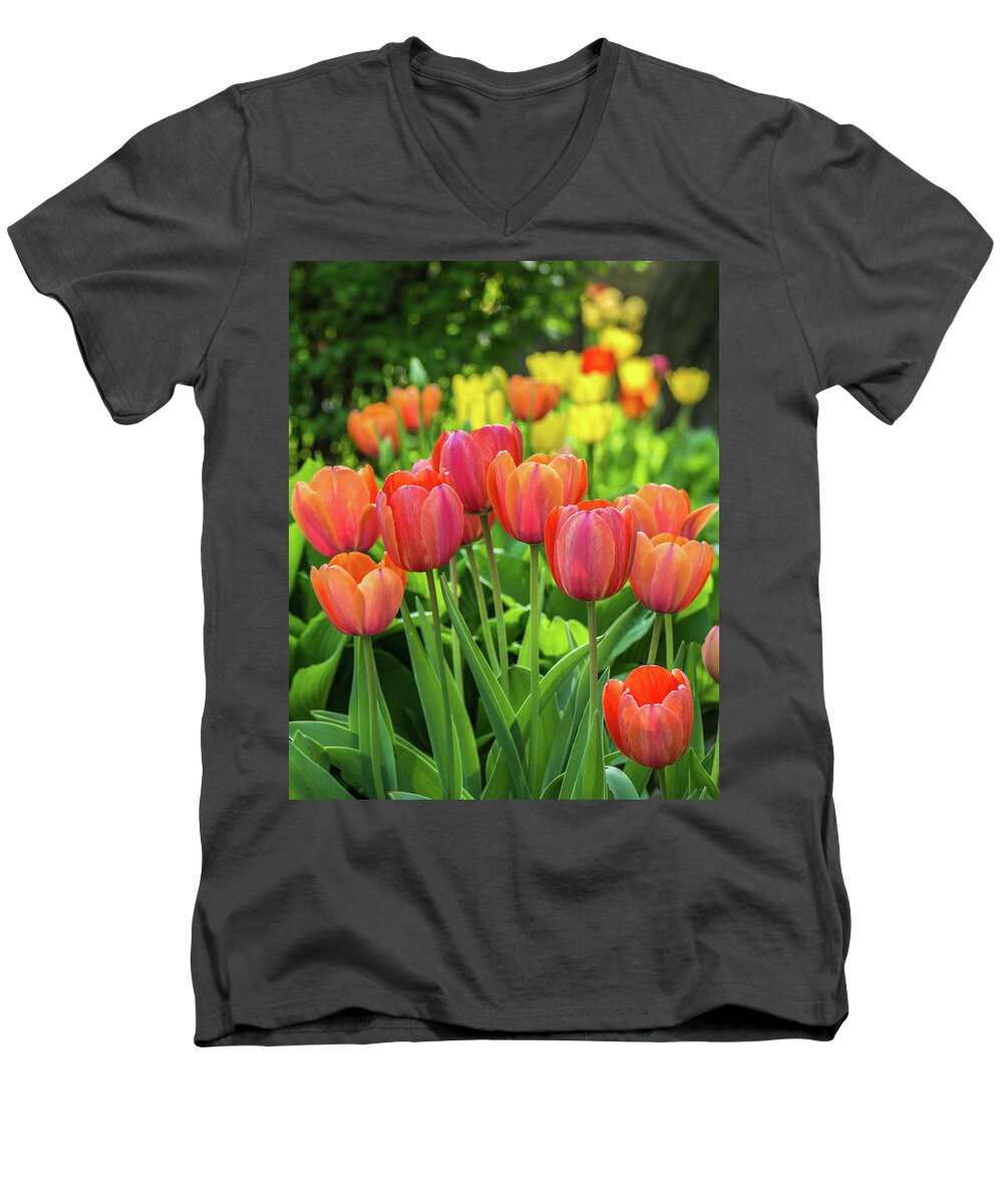 Red Men's V-Neck T-Shirt featuring the photograph Splash of April Color by Bill Pevlor