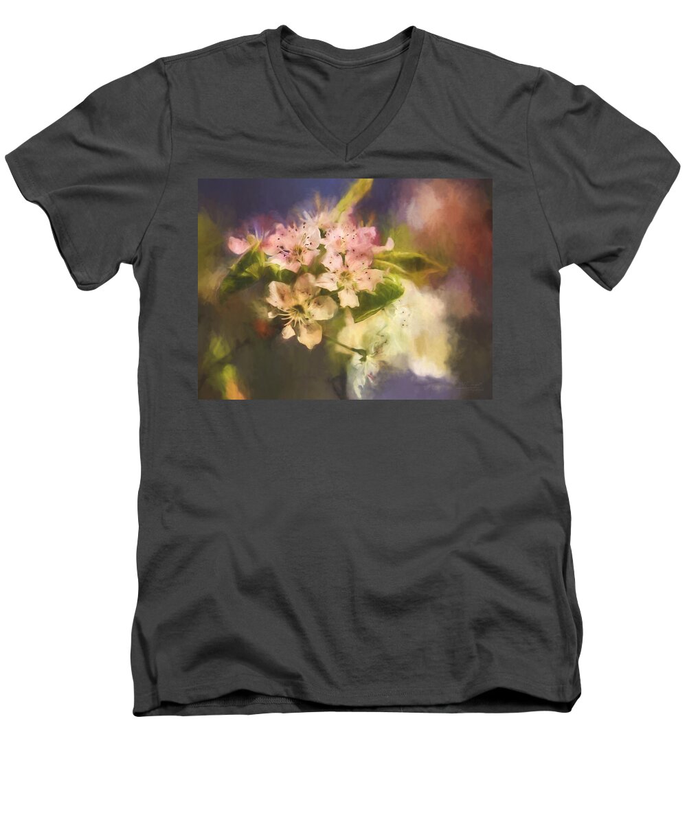 Magnolia Men's V-Neck T-Shirt featuring the painting Splash of Spring by Theresa Campbell