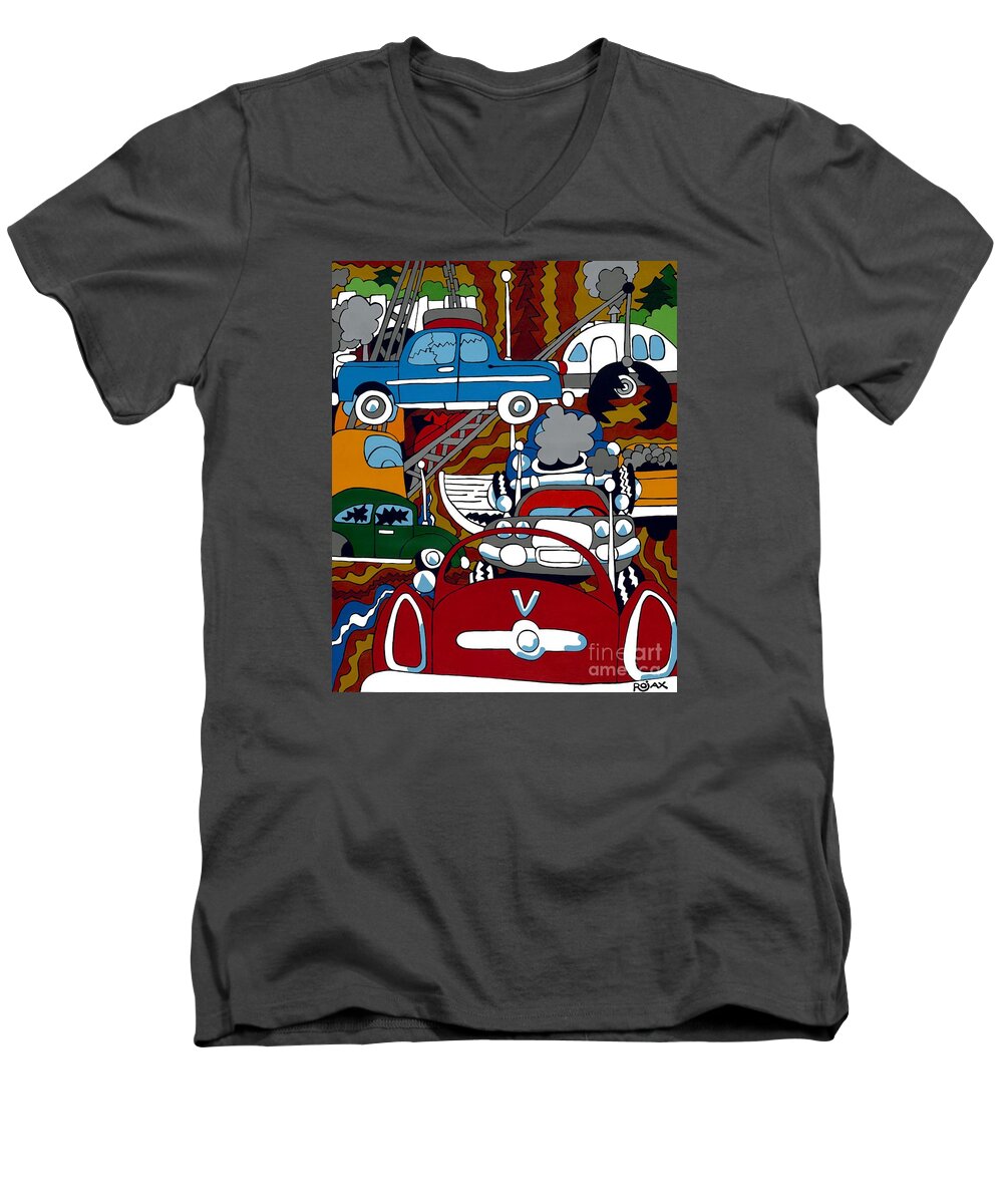 Junk Yard Men's V-Neck T-Shirt featuring the painting SS Studebaker by Rojax Art