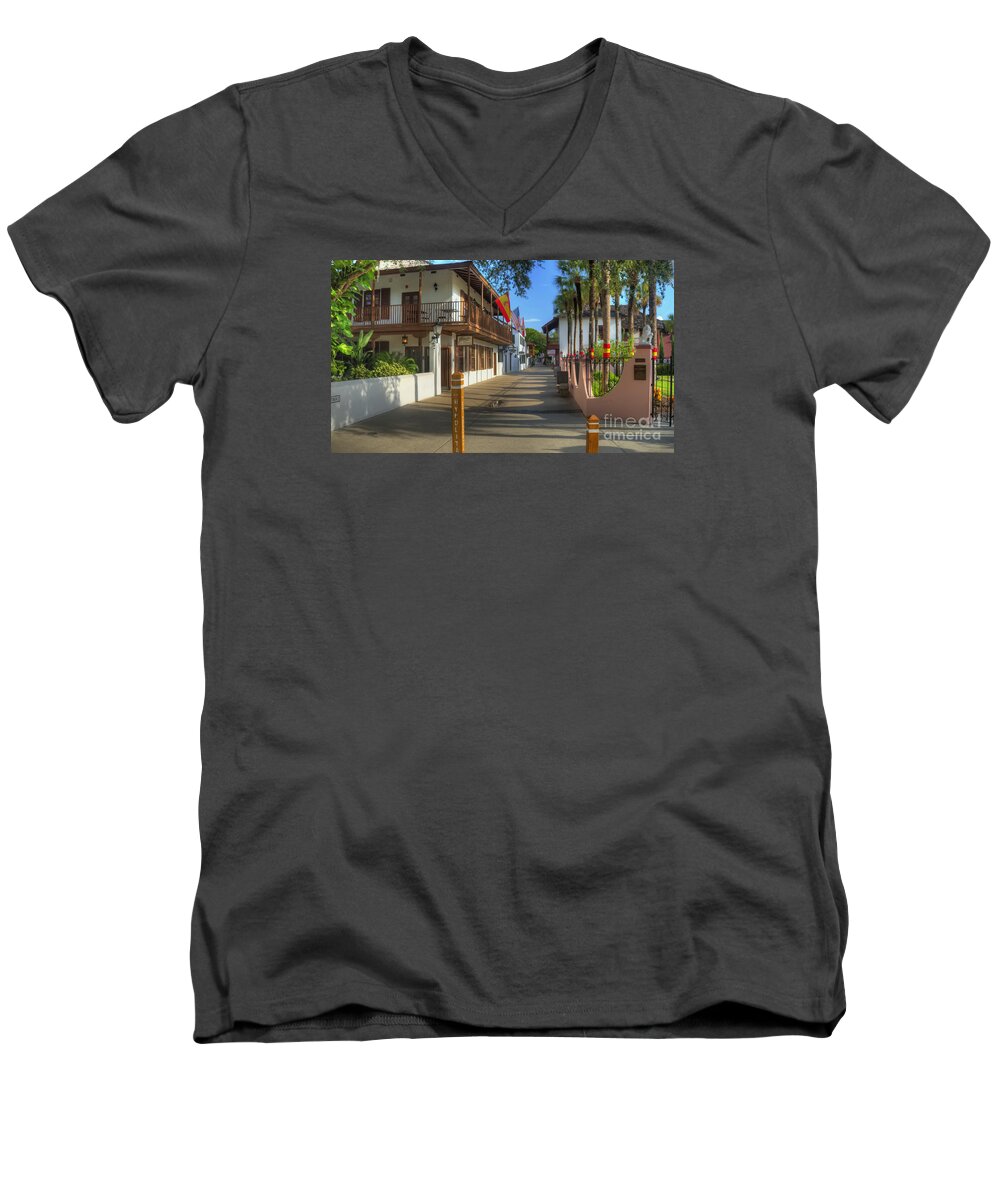 Hypolita Men's V-Neck T-Shirt featuring the photograph St George Street North by Ules Barnwell