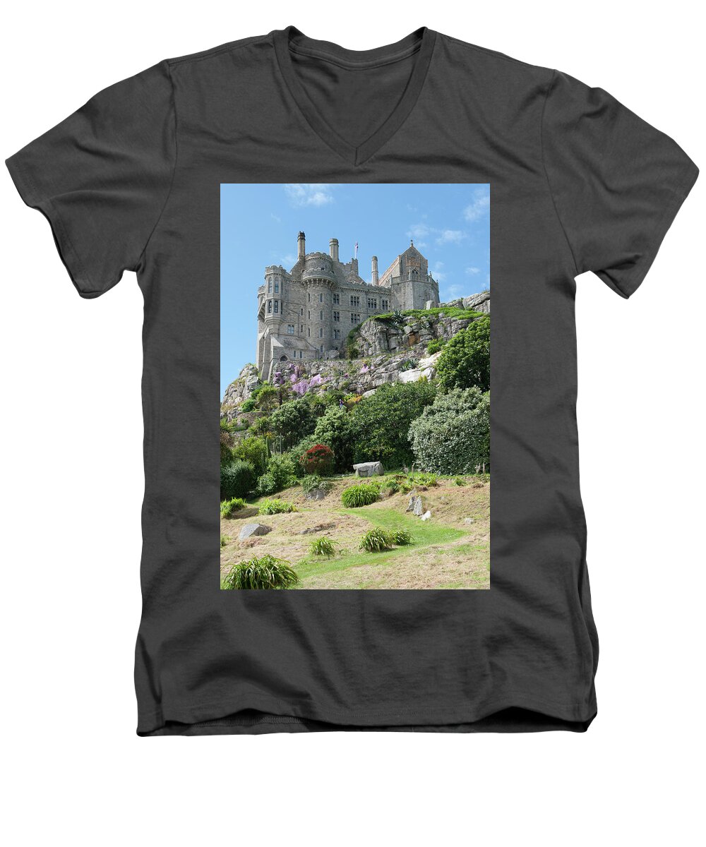 Helen Northcott Men's V-Neck T-Shirt featuring the photograph St Michael's Mount Castle ii by Helen Jackson