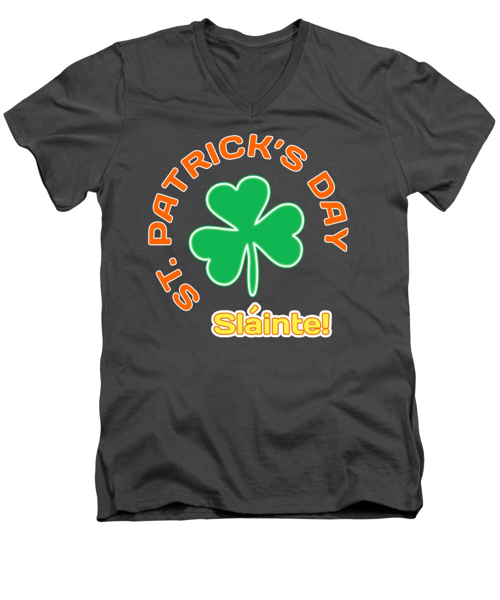 Slainte Men's V-Neck T-Shirt featuring the digital art St. Patrick's Day - Slainte by Gabriele Pomykaj