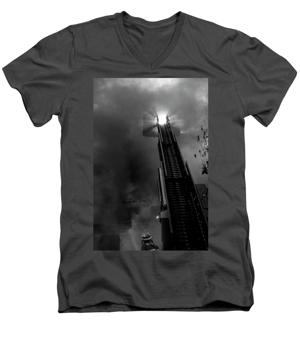 Fire Men's V-Neck T-Shirt featuring the photograph Stairway to Heaven by Brian N Duram