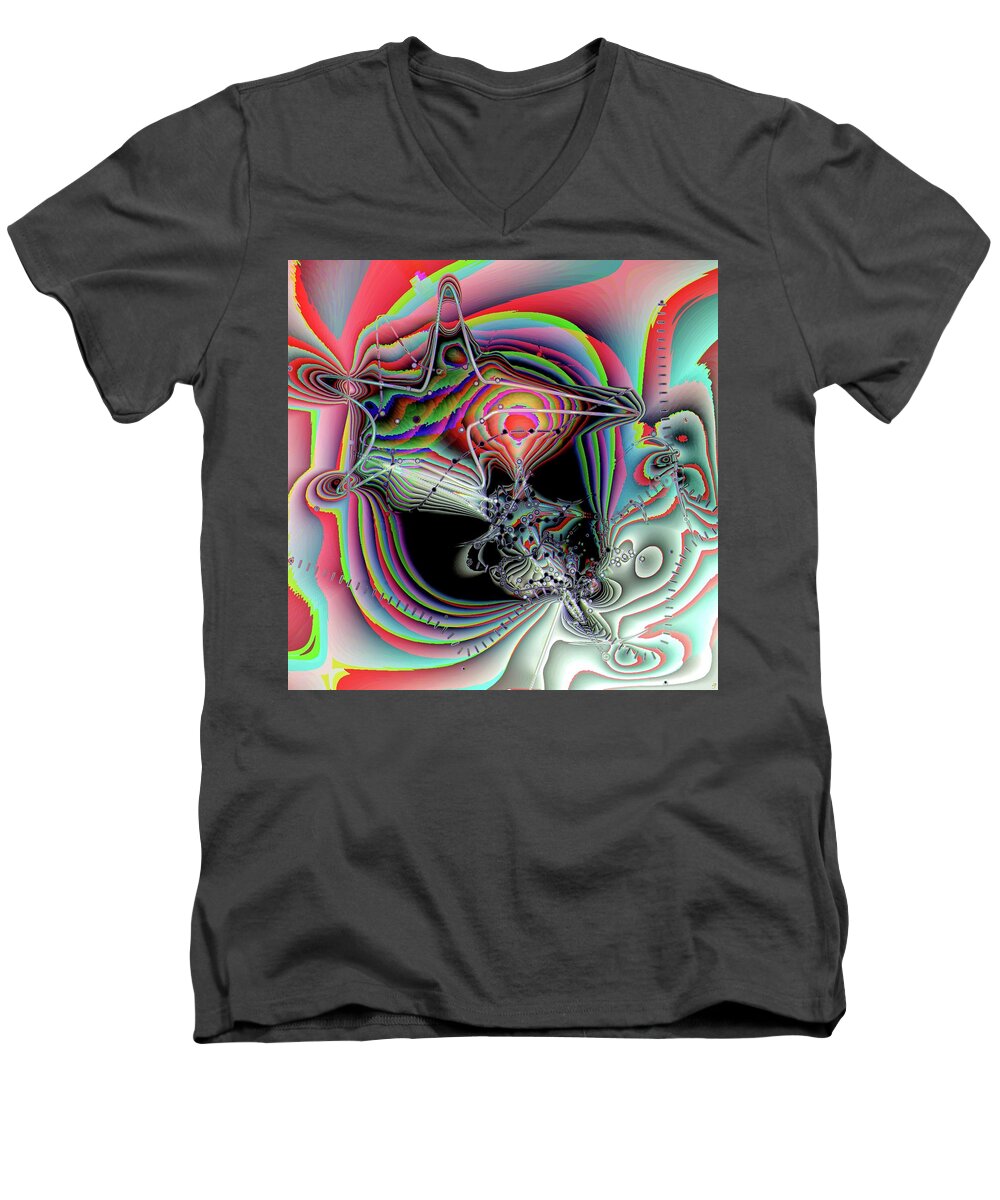 Effects Men's V-Neck T-Shirt featuring the digital art Star Defomation by Ronald Bissett