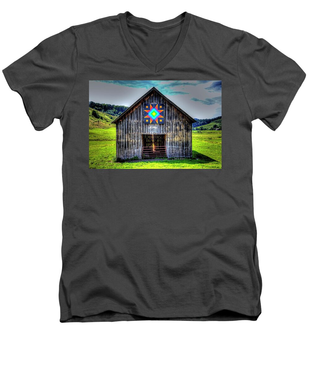 Barn Quilts Men's V-Neck T-Shirt featuring the photograph Star of Bethlehem by Dale R Carlson