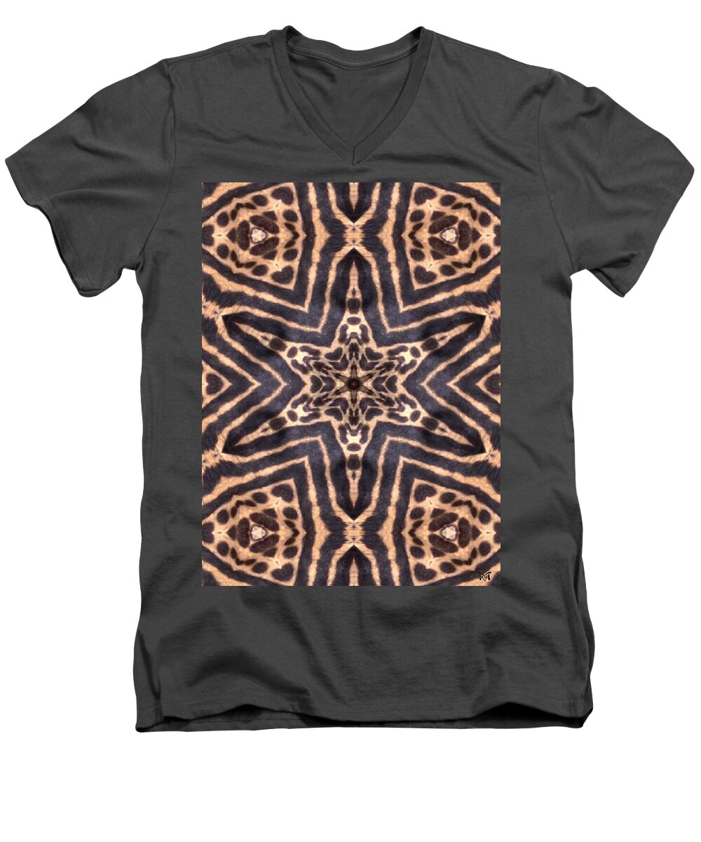 Digital Men's V-Neck T-Shirt featuring the Star of Cheetah by Maria Watt